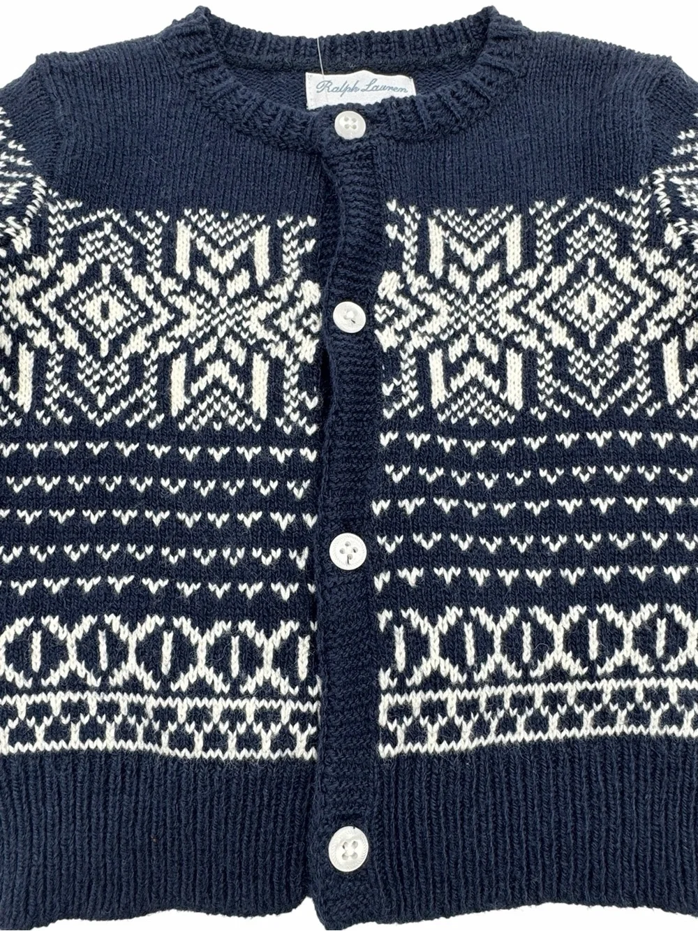 NWT Ralph Lauren Snowflake Fair Isle Cotton-Blend Cardigan Size 3M/6M